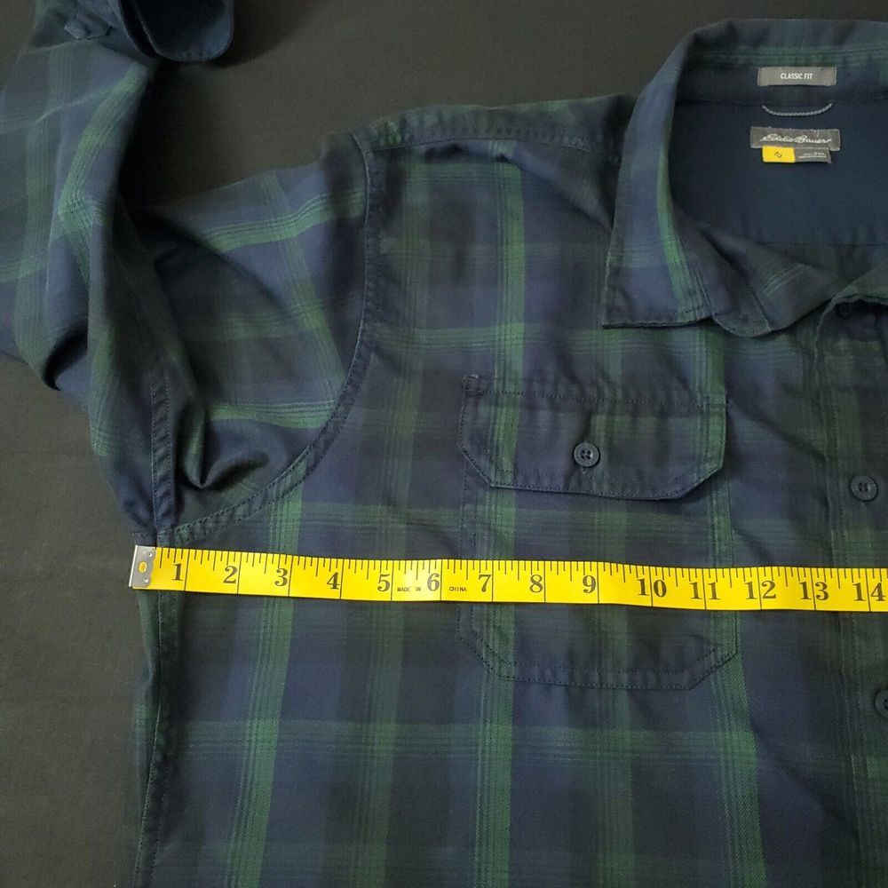 Eddie Bauer Travex Shirt Mens 2XL Classic Fit Freedry Easy Care Green Plaid XXL - Picture 9 of 16